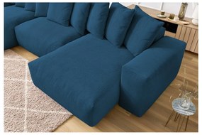 Sötétkék kordbársony sarokkanapé Voltaire – Bobochic Paris