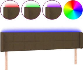 vidaXL sötétbarna szövet LED-es fejtámla 163 x 16 x 78/88 cm