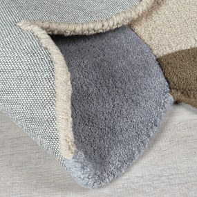 Szürkésbézs kézi szövésű gyapjú szőnyeg 200x290 cm Mia Scallop Frame – Flair Rugs