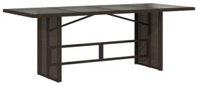 barna polyrattan üveglapos kerti asztal 190 x 80 x 74 cm
