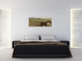 Kép - Edgar Degas, Horses in a Meadow, reprodukciók (120x50 cm)