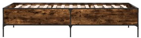 füstös tölgyszínű szerelt fa és fém ágykeret 100 x 200 cm
