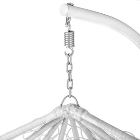 Fehér függőszék KOKON állvánnyal, fehér-szürke párna