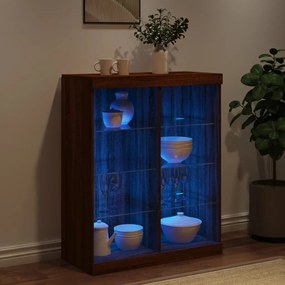barna tölgy színű tálalószekrény LED-ekkel 81 x 37 x 100 cm