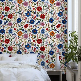 Fotótapéta - Virágok kék-pirosban (147x102 cm)