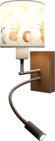 Brilagi - LED Flex. lámpa BOBO WOOD 1xE27/25W/230V + LED/3W tölgy/fehér/állatmintás