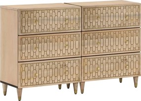 vidaXL 2 db tömör mangófa tálalószekrény 60 x 33 x 75 cm