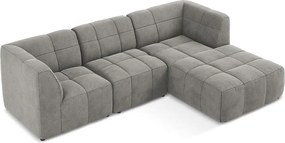 Szürke bársony sarokkanapé (jobb oldali-heverő résszel) Aloha – Makamii