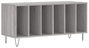 szürke sonoma színű szerelt fa hanglemezszekrény 100x38x48 cm