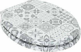 Lágy záródású WC ülőke Kék és fehér porcelán 44 x 38 cm MDF lap