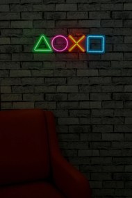 Műanyag LED-es fali dekoráció, Play Station - Multicolor