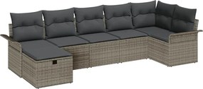 vidaXL Kerti Kanapé Szett párnával tárolóval 7 pcs Szürke Poli rattan