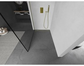 Mexen Kioto, Walk-In zuhany paraván 70 x 200 cm, 8 mm átlátszó üveg fekete mintás, arany matt profil, 800-070-101-55-70