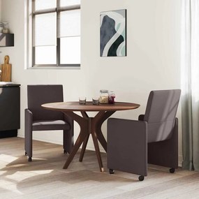 Étkező Székek kerékkel 2 pcs sötétbarna 57 x 66 x 94 cm szövet