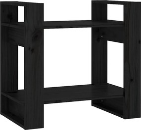 vidaXL fekete tömör fenyőfa könyvszekrény/térelválasztó 60x35x57 cm