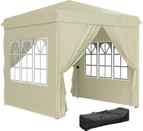 Outsunny Pavilon kb. 2,5x2,5m, vízálló Stabil Téli Pop-up Összecsukható Pavilon, UV Védelem 50+, Összecsukható Parti Sátrunk Kerti Pavilon 4 Oldalfall
