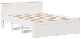 fehér tömör fenyőfa fejtámlás ágykeret matrac nélkül 140x190 cm
