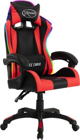 vidaXL piros és fekete műbőr versenyszék RGB LED-világítással