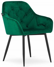 PreHouse FORIO szék - zöld bársony / fekete lábak