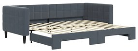 sötétszürke kihúzható bársony heverő 90 x 200 cm