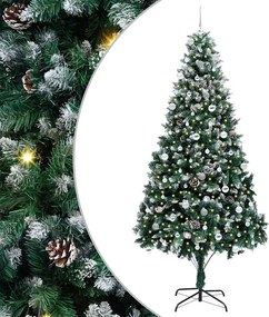vidaXL Mű karácsonyfa 300 LED-del Zöld 240 cm PVC és Acél és Műanyag