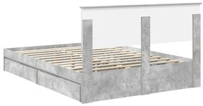 vidaXL Tárolós Ágy fejtámlával Beton Szürke 160 x 200 cm Faanyag