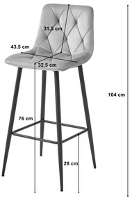 Sötét bézs bárszék NADO VELVET fekete lábakkal
