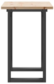 tömör fenyőfa és öntöttvas étkezőasztal O-vázzal 80x50x75,5 cm