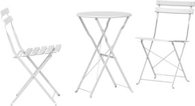 vidaXL Összecsukható Bistro Szett 3 pcs Fehér Acél