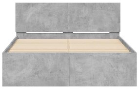 betonszürke ágykeret fejtámlával és LED-del 135x190 cm