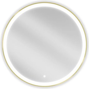 Mexen Esso megvilágított fürdőszobatükör, kerek 80 cm, LED 6000K, páramentes, arany keret - 9825-080-080-611-50