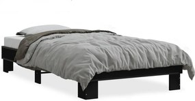 vidaXL fekete szerelt fa és fém ágykeret 90 x 190 cm