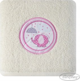 Gyerek törölköző 50x90 Baby 19 krém rózsaszín elefánt 500 gsm