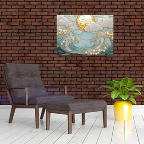 Üveg kép - 3D gyöngyök az óceánban (70x50 cm)