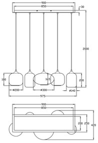 Fabas Luce 3627-48-125 - Csillár zsinóron GILLIS 5xE27/40W/230V arany/fekete