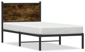 füstös tölgy színű fém ágykeret matrac nélkül 80 x 200 cm