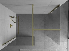Mexen Kioto, 2 falas Walk-In zuhany paraván 145 x 110 cm, 8 mm átlátszó üveg, arany fényes profil, 800-145-202-50-00-110