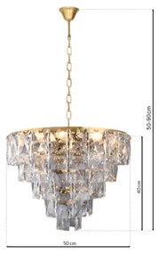 Kristály csillár láncon CHELSEA 6xE14/40W/230V