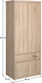 Akasztós szekrény, DTD laminált, tölgy sonoma, NORTY