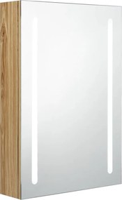 vidaXL tölgyszínű LED-es tükrös fürdőszobaszekrény 50 x 13 x 70 cm