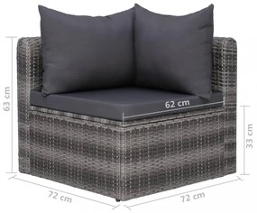 vidaXL 8-részes szürke polyrattan kerti bútorszett párnákkal