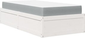 vidaXL fehér tömör fenyőfa ágy matraccal 100 x 200 cm