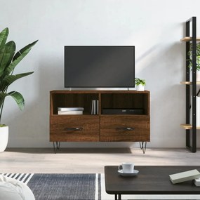 barna tölgyszínű szerelt fa TV-szekrény 80 x 36 x 50 cm
