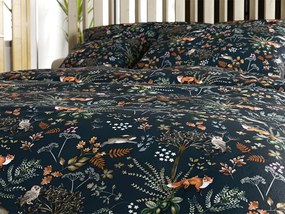 Mikroplüss ágyneműhuzat szett RÓKA ÉS NYÚL sötétzöld + mikroplüss lepedő SOFT 90x200 cm fehér, egyszemélyes