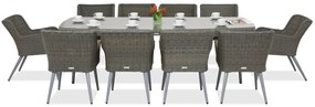 Garden Point Cordoba exkluzív kerti bútorok nagy asztallal 10 fő részére, szürke
