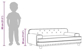 kávészínű gyerek műbőrkanapé 90 x 53 x 30 cm