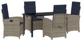 vidaXL Kert étkező szett párnával 5 pcs Szürke polirattan