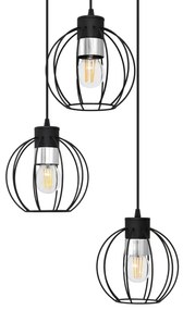 Csillár zsinóron STARLIGHT 3xE27/15W/230V fekete/ezüst