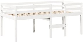 fehér tömör fenyőfa magasított ágy tetővel 75 x 190 cm