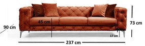 Narancssárga bársony kanapé 237 cm Como – Artie